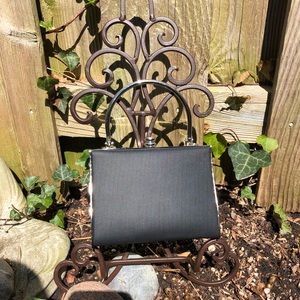 Petite vinyl with metal trim evening bag